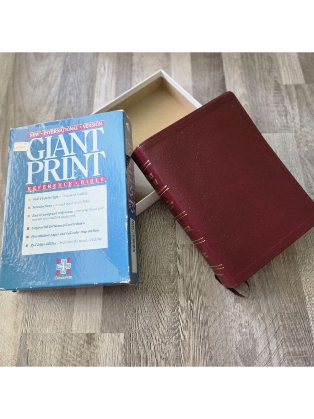 NIV 1990 GIANT Print Reference Bible Burgundy Bonded Leather VERY GOOD CONDITION